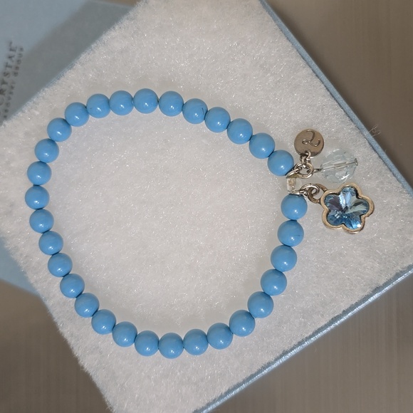 Touchstone Crystal Swarvorski Crystal Aqua Beaded Braclett